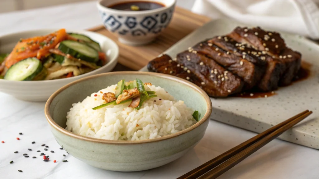 Cucumber kimchi served with Korean BBQ.